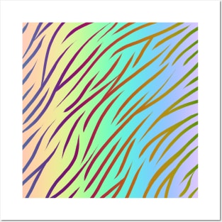 Double Gradient Rainbow Tiger Print Posters and Art